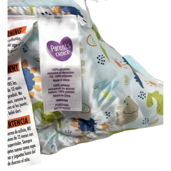 Parents Choice Triceratops Dinosaur Lovey Plush Blue Security Blanket Buddy NEW - Picture 8 of 10